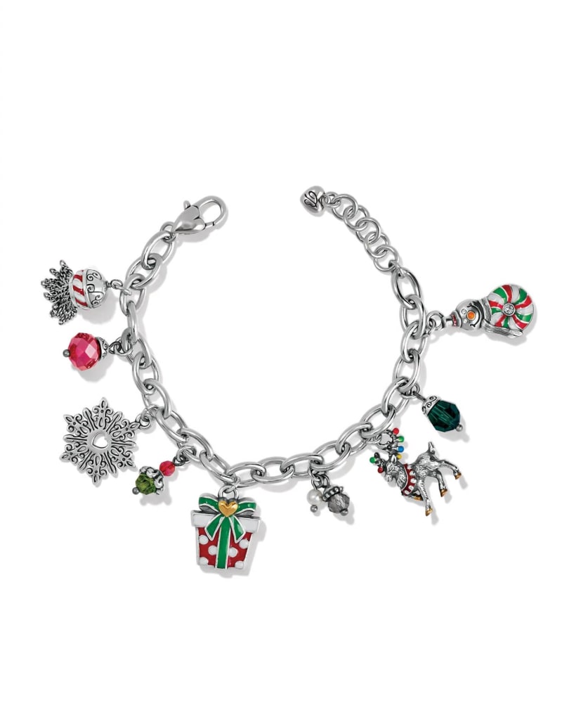 Front of a size O/S Very Merry Christmas Bracelet in Silver in Silver by Brighton. | dia_product_style_image_id:331252